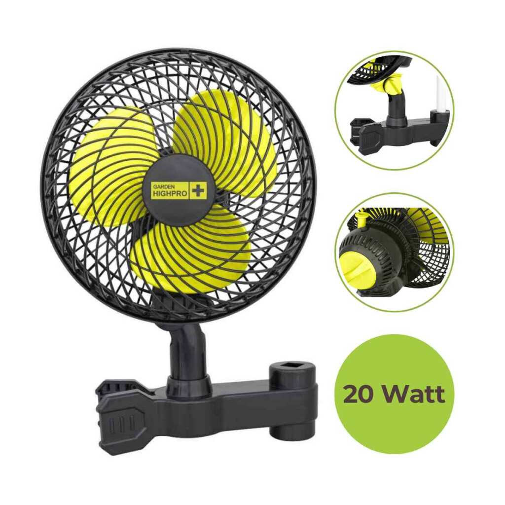 Schwenkventilator 20Watt | Ø20cm mit Stangenclip | PROFAN | Garden Highpro